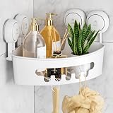 LEVERLOC Corner Shower Caddy Suction Shelf No-Drill Rust Free 22 lb