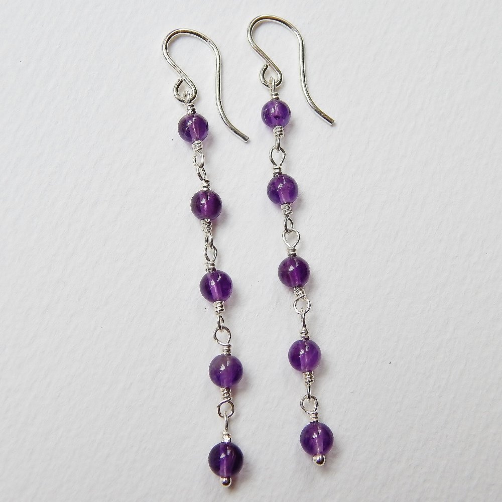 Amethyst Earrings in Sterling Silver Handmade