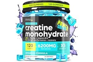 DECATELA Creatine Monohydrate Gummies Complex 6200mg for Men & Women - 120 Gummies Advanced Formula W/L-Taurine + Vitamin B12 for Muscle Strength, Muscle Builder, Energy Boost, Pre-Workout Supplement - Thinbi