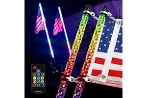 2PCS 3FT LED Whip Lights, NOVSIGHT 360° Spiral RGB Led Chasing Whip Light with Flag Remote Control for UTV ATV Antenna Waterproof Warning Lighted for Offroad RZR Buggy Dune Can-am Polaris Truck