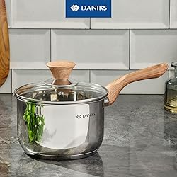 Daniks Oslo Stainless Steel Saucepan with Glass