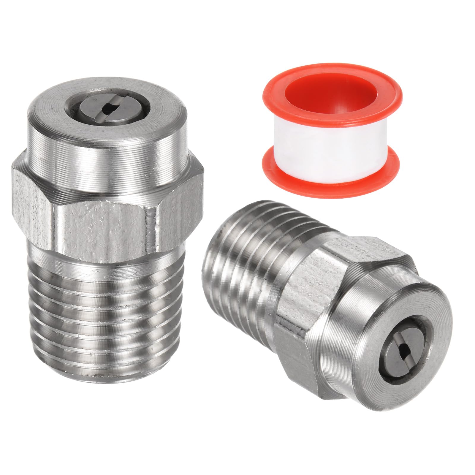 M METERXITY 2 Pack Surface Clean Tips - 40 Degree 1/4" NPT Male #40055 Pressure Washer Nozzles Cleaner Nozzle Replacement, Stainless Steel with Sealing Tape for Water Guns (1.449mm Orifice)