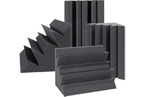 Focusound 4-Pack Acoustic Foam Bass Traps Studio Foam 12" X 7" X 7" Black