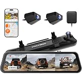 WOLFBOX G900 Tripro Bumper-N 3 Channel 4K Mirror Dash Cam,STARVIS IMX678 | 8MP 4K+2.5K+1080P Front Rear &amp; Bumper Camera,Night Vision,5.8GHz WiFi,12" Smart Screen for Off-Road &amp; Blind Spot,No SD Card