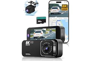 LENSUGE Dash Camera for Cars,Ultra HD 8K Dash Cam Front and Rear, Dash cam with Night Vision,Built-in GPS & GPS,3.16”IPS Screen,170°Wide Angle,WDR, 32GB Card,24Hrs Parking Mode