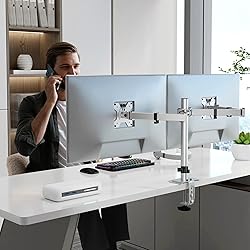 Pholiten Dual Monitor Stand, Heavy Duty Adjustable