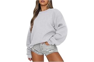 SMIDOW Oversized Crewneck Sweatshirt Women Fall Fashion 2023 Long Sleeve Drop Shoulder Hoodie Sweatshirts Casual Pullover Tops