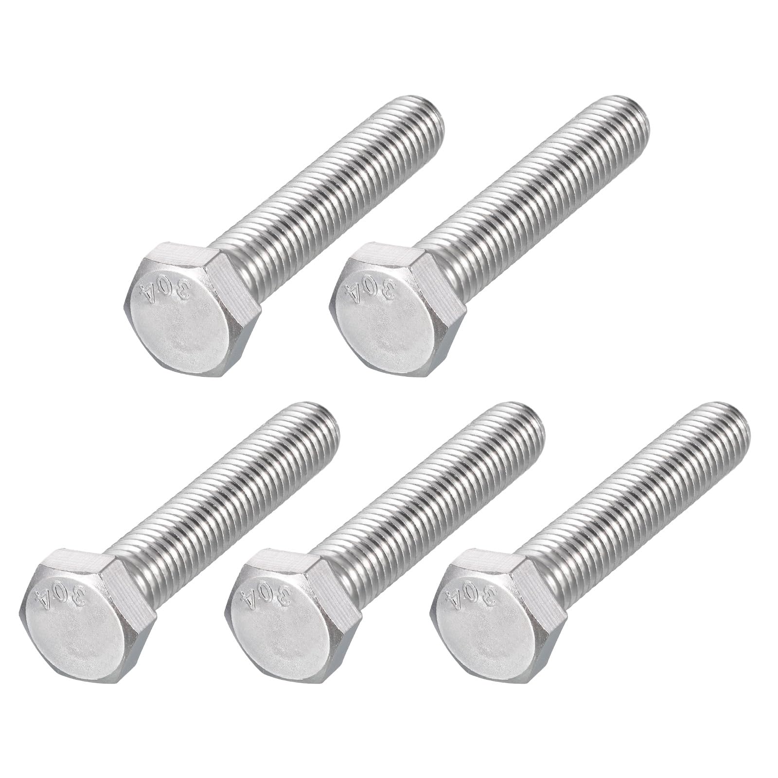 METALLIXITY Hex Head Bolts (1/2-13 x 3") 5Pcs, 304 Stainless Steel 18-8, Fully Threaded, External Hex Drive, Plain Finish, Hex Head Screw Bolt, Silver — image 1