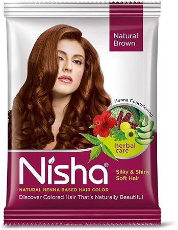 Nisha henna-based Hair color 15g each packet made from Natural henna leaf No ammonia natural Brown (Pack of 10)
