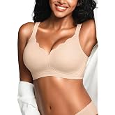 Cuteio Wireless Jelly Bras for Women No Underwire with Support - S-2XL | Seamless &amp; Invisible, Comfortable Gel, Scalloped V-Neck, Breathable Tshirt Bralette, Buttery Soft, All-Day Everyday Wear