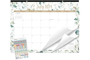 bloom daily planners 2024-2025 Academic Desk Calendar - 21" x 16" Large Monthly Organizer Pad with Stickers (July 2024 - July 2025) Desktop Blotter - Greenery