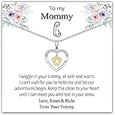 EPIRORA New Mom To Be Gift, Silver Baby Feet Heart Necklace Gifts for Pregnant Mommy 1st Time Moms, Mama Necklaces for Women Mommy to Be New Mother, Mothers Day Birthday Christmas Presents for Her
