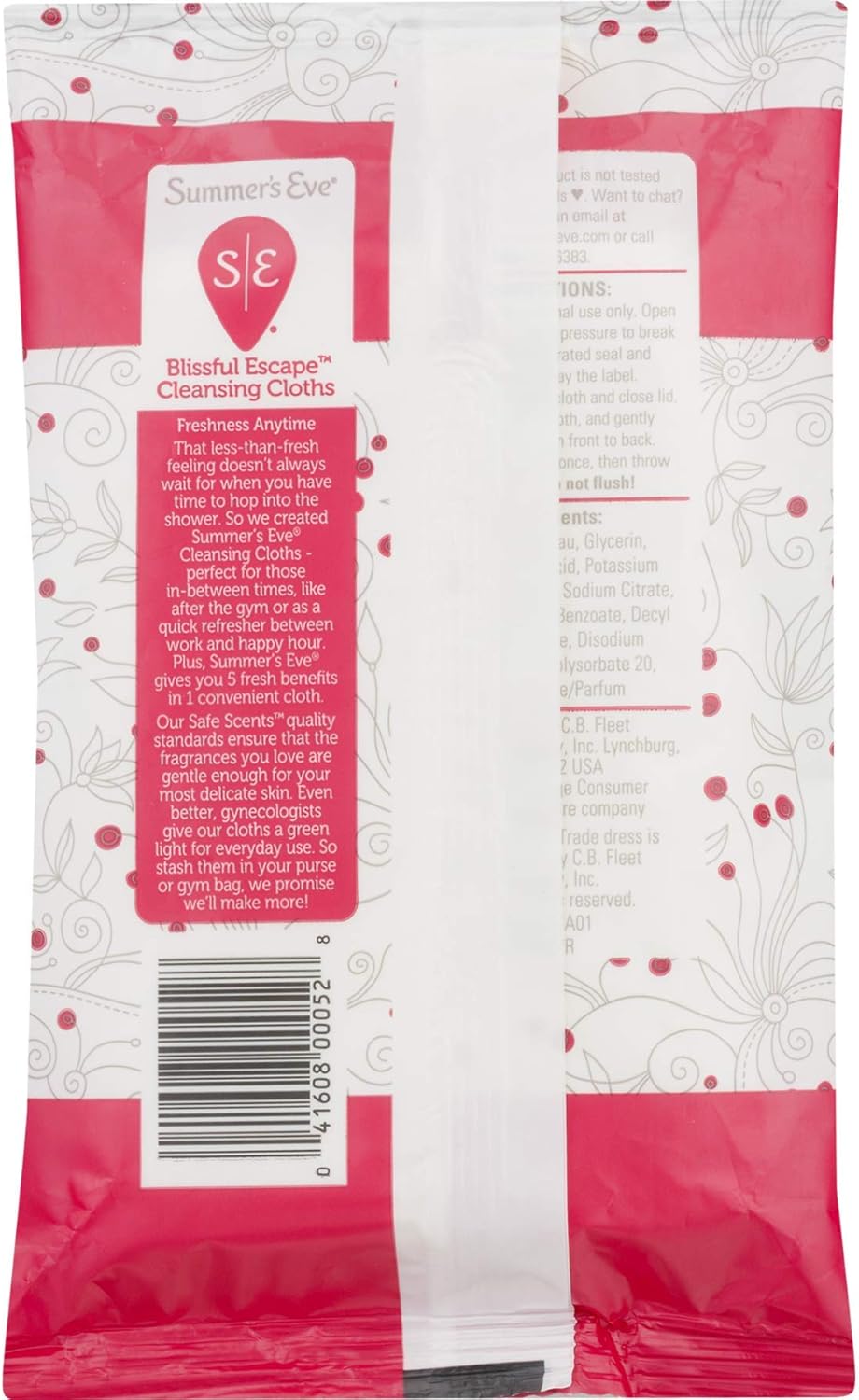 Summer’s Eve Cleansing Cloths, Blissful Escape, 32 Count : Beauty