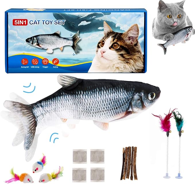 YRVHCK Flipping Fish Cat Toy, Interactive Cat Toy