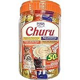 INABA Churu Cat Treats, Grain-Free, Lickable, Squeezable Creamy Purée Cat Treat/Topper with Vitamin E & Taurine, 0.5 Ounces E