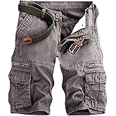 Mens Cargo Shorts Cotton Work Shorts Multi Pocket Casual Workout Shorts for Men NO Belt