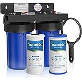 Waterdrop Whole House Water Filter System, with Carbon Filter and Sediment Filter, 5-Stage Filtration, Highly Reduce Lead, Chlorine, Odor and Taste, 2-Stage 5 Micron WD-WHF21-PG, 1" Inlet/Outlet