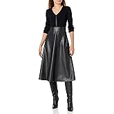 Shoshanna Women's Peyton Faux Leather Combo Knit Midi Dress
