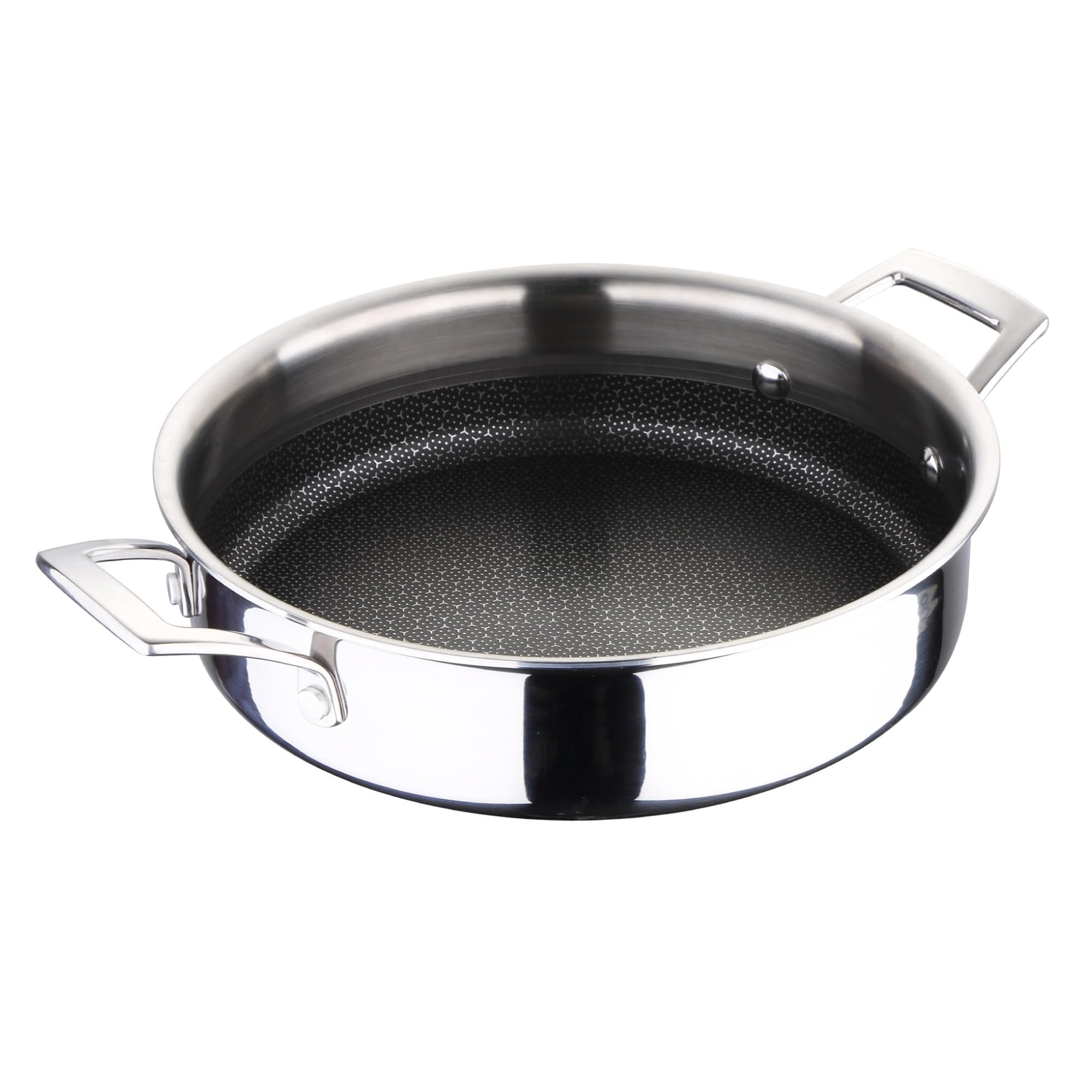 MasterPro - Hi-Tech 3 Induction Stainless Steel Shallow Casserole, 24cm - Professional Quality Casserole, Eterna Coating, Ovenproof