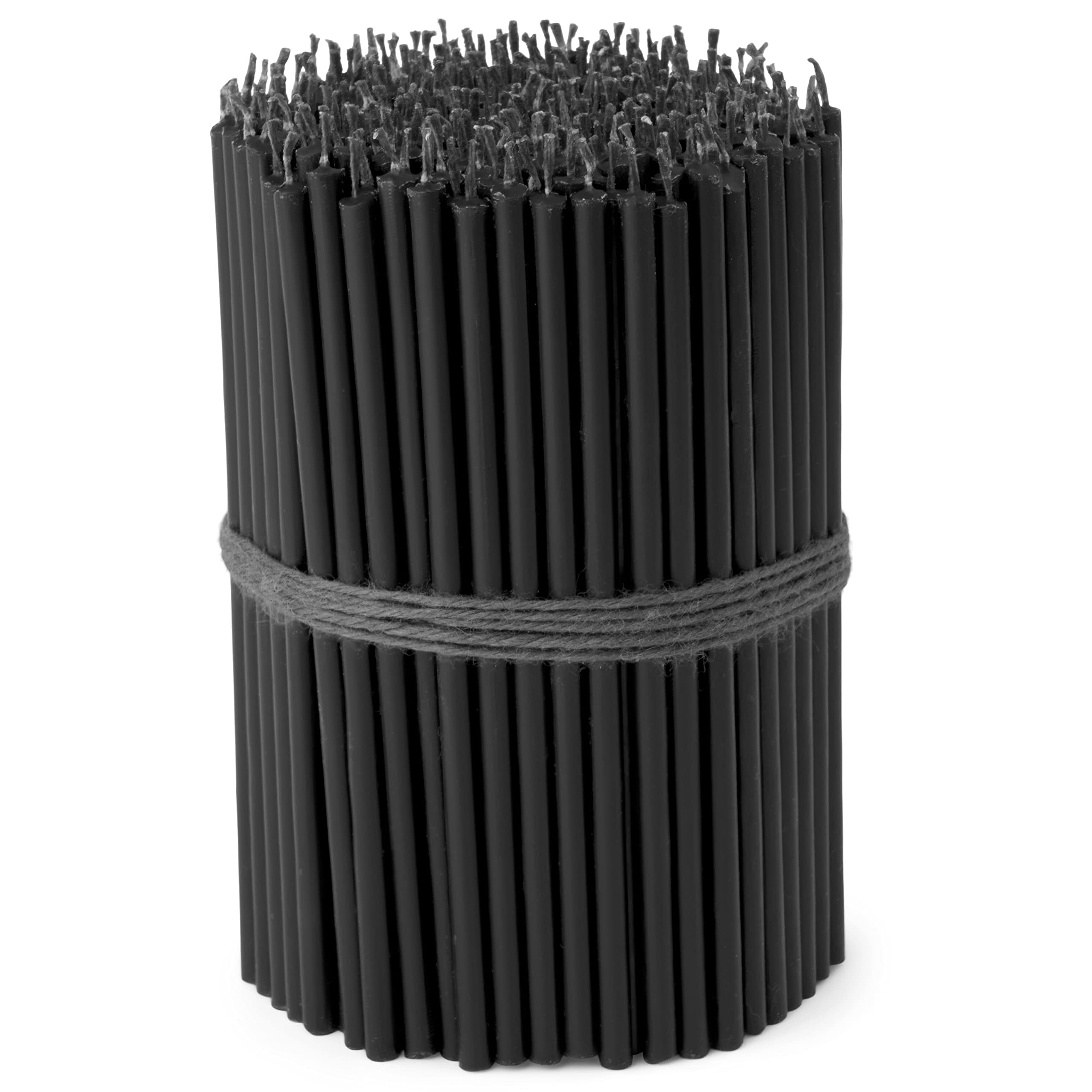 NKlaus - 1000x Stick Candles Black drip-sootfree L 15cm Ritual Candle Paraffin Wax 36135