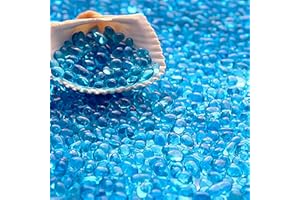 WAYBER Glass Stones, 1Lb/460g Irregular Sea Glass Pebbles Non-Toxic Artificial Crystal Gemstones for Aquarium Turtle Tank Vase Filler Terrarium Flowerpot Decoration, Lake Blue
