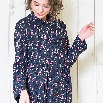 Amazon ノーブランド品 柄ワンピース プリント柄ワンピース レトロ柄ワンピース レディース 柄ワンピース レトロ ワンピース ワンピ シフォン シフォンワンピース ワンピース チュニック 通販