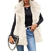 Kissonic Women's Faux Fur Vest Sleeveless Fuzzy Jacket Fluffy Coat Open Front Furry Outerwear Vests