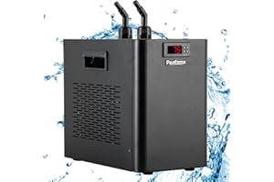 Poafamx 42gal Aquarium Chiller 1/10 HP Water Chiller for Hydroponics System Quiet Compressor Cooling Home Use Saltwater Fresh