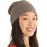Men & Women Organic Cotton Beanie, Reversible Lightweight Summer Slouchy Knit Hat Made in Japan, Great for Chemo Headwear