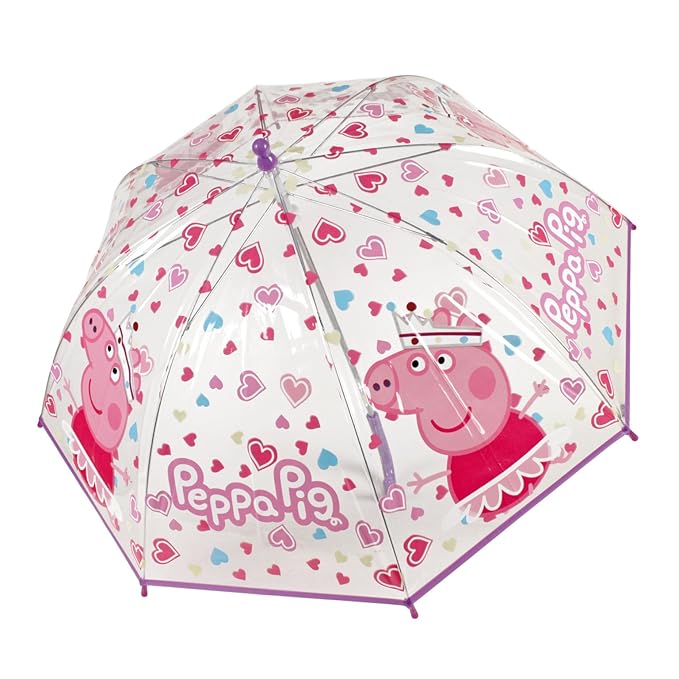 Regenschirm mit Peppa Pig 45cm Kinderschirm Mädchen Girls Prinzessin transparent durchsichtig
