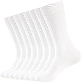 WANDER Mens Dress Socks Double Needle Rib Cotton Solid Premium Socks Lightweight Classic Business Socks 6/8 Pairs 7-12/13-15