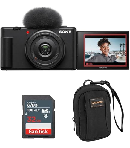 Amazon.com : Sony ZV-1F Vlogging Camera (Black) (ZV1F/B) + Case +