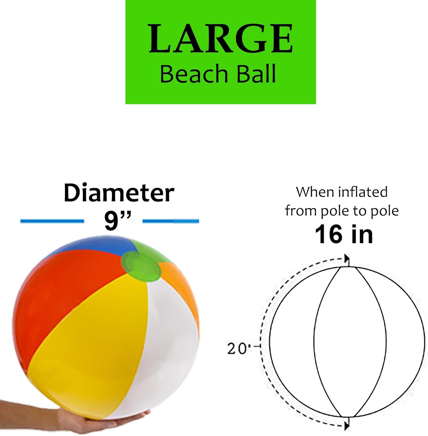 4E's Novelty Beach Balls for Kids [6 Pack] Large 16 inch Inflatable Beach Ball, Rainbow Color - Pool Toys for Kids, Beach Toys, Summer Toys, Summer Birthday Party Favors: Sports & Outdoors