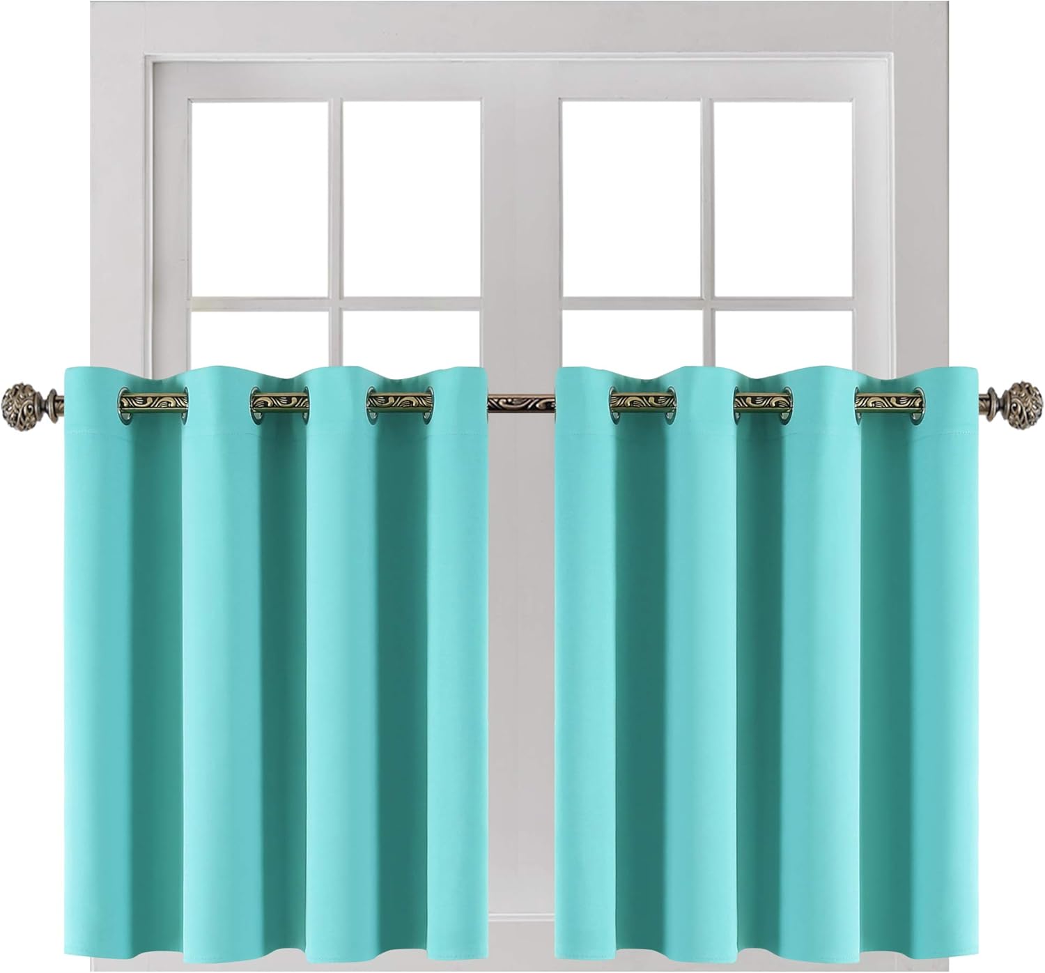 YGO Blackout Grommet Top Curtain Tiers Thermal Insulated Short Drapes