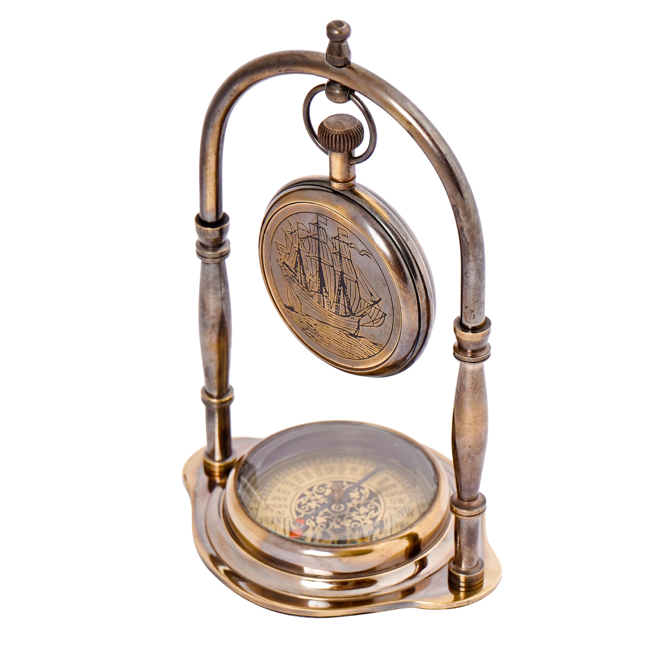 Antique Vintage Small Table Clock | Table Clock for Living Room | Vintage Nautical Design, Elegant Home or Office Décor | Desk Tables & Shelf Decor Clocks | Non Ticking Silent Shelf Clock