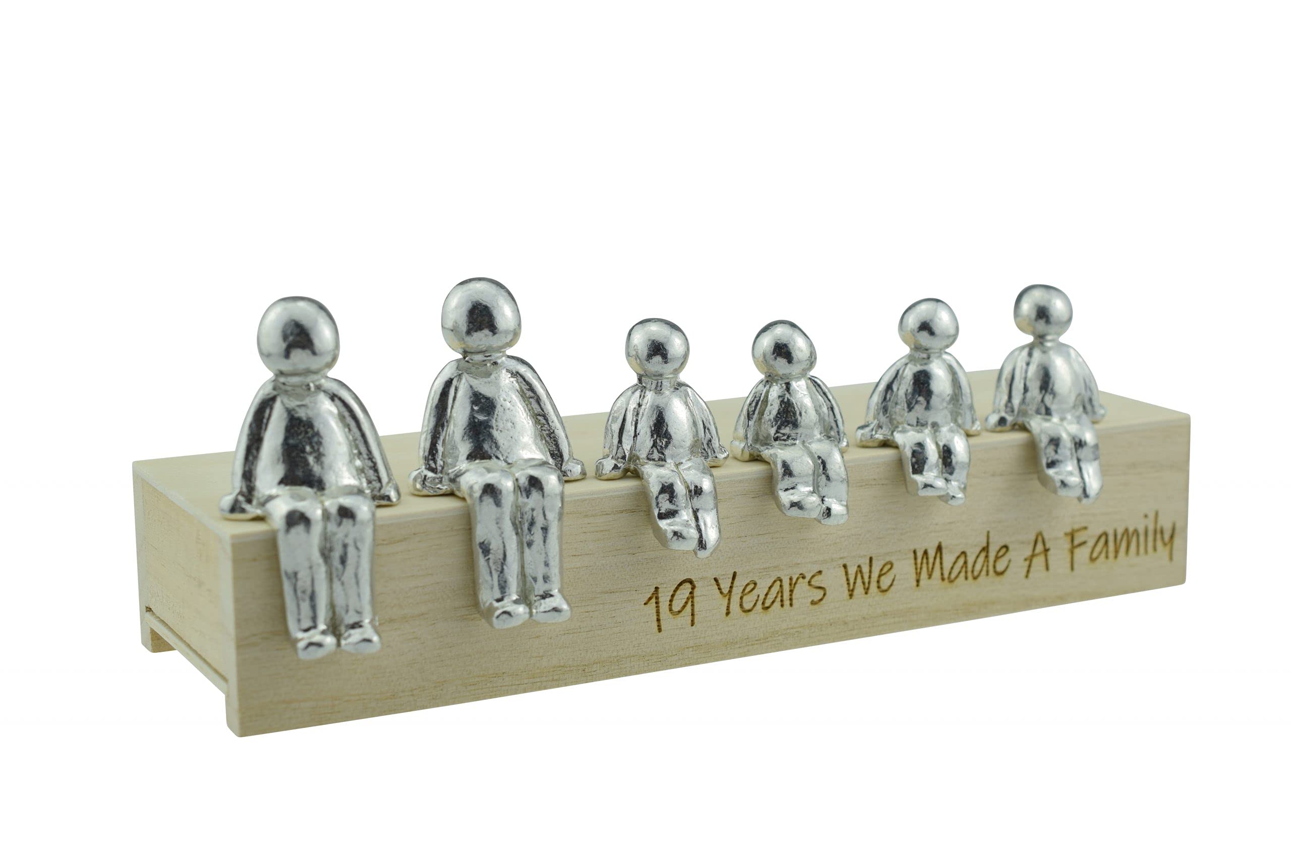 19th Anniversary Idea - 19 Years We Made A Family Metal Ornament - Choose Your Family Combination Box & Woodgrain May Vary(4 Children)
