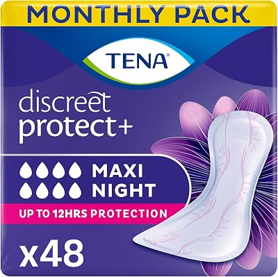 TENA Discreet Maxi Night Incontinence Pads Women 48 Count 8x6 Pack