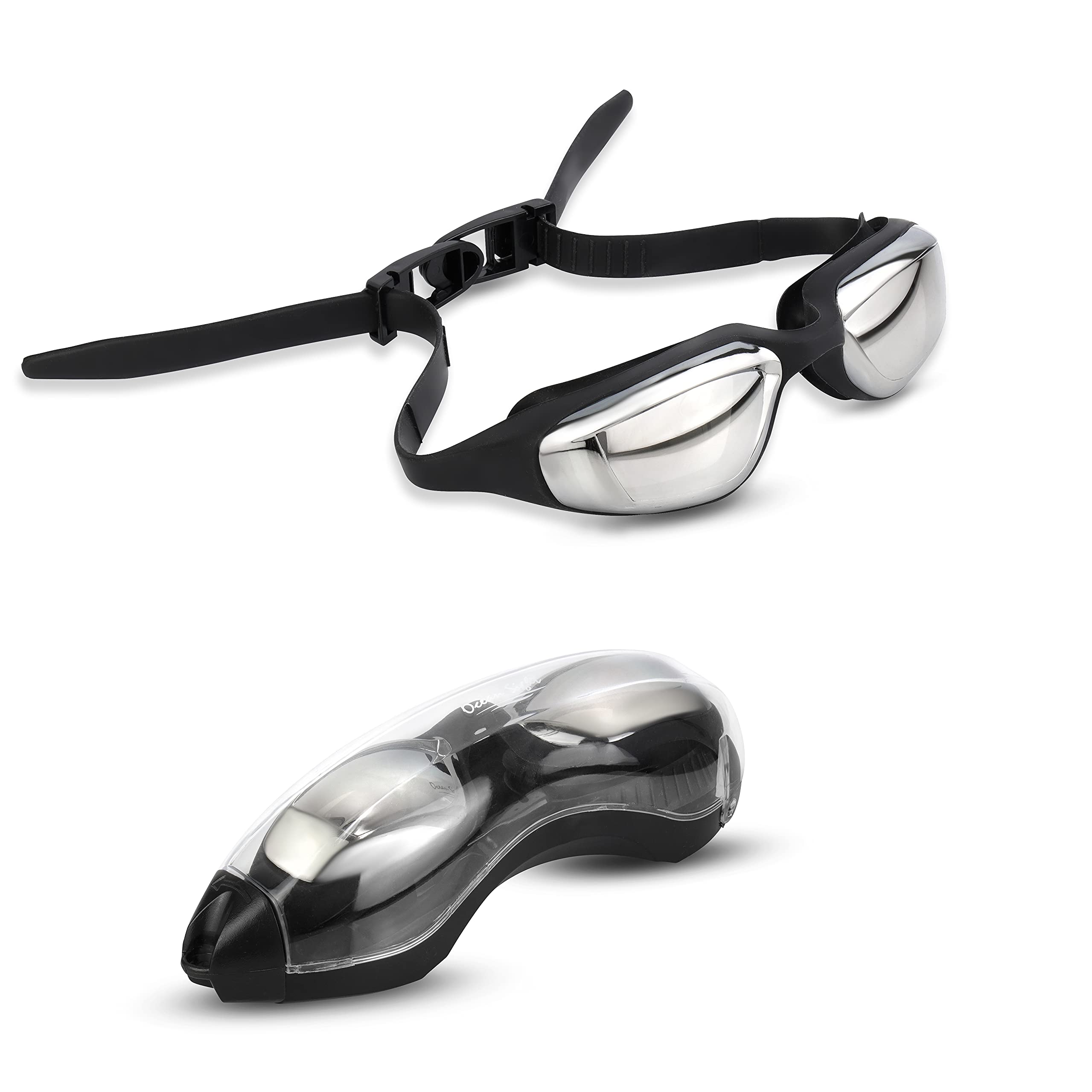 Noble Pack Adult Swimming Goggles – Swim Goggles with UV Protection, Antifog, Leakproof & Quick Adjust Quick Release System – Competitive Swim Goggles with Case (Black)