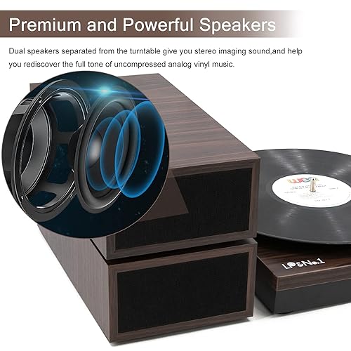 Vinyl Record Player with External Speakers, 3-Speed Belt-Drive