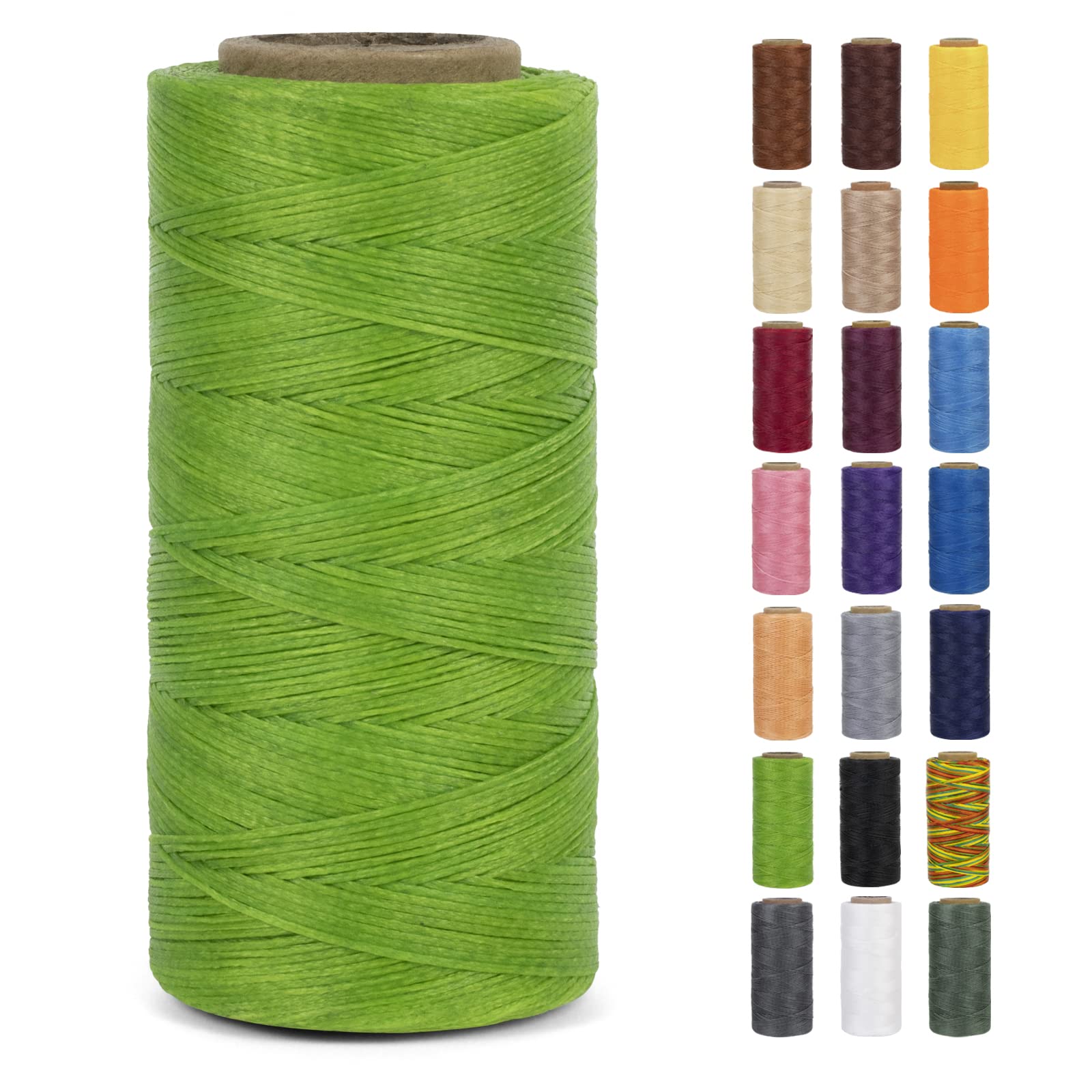 LEREATI Waxed Thread, 284 Yards 150D 0.8mm Leather Sewing Thread Flat Waxed Cord, Leather Repair Weave String for Leather Stitching Sewing, Bookbinding, Bracelets, DIY Crafts (Light Green)
