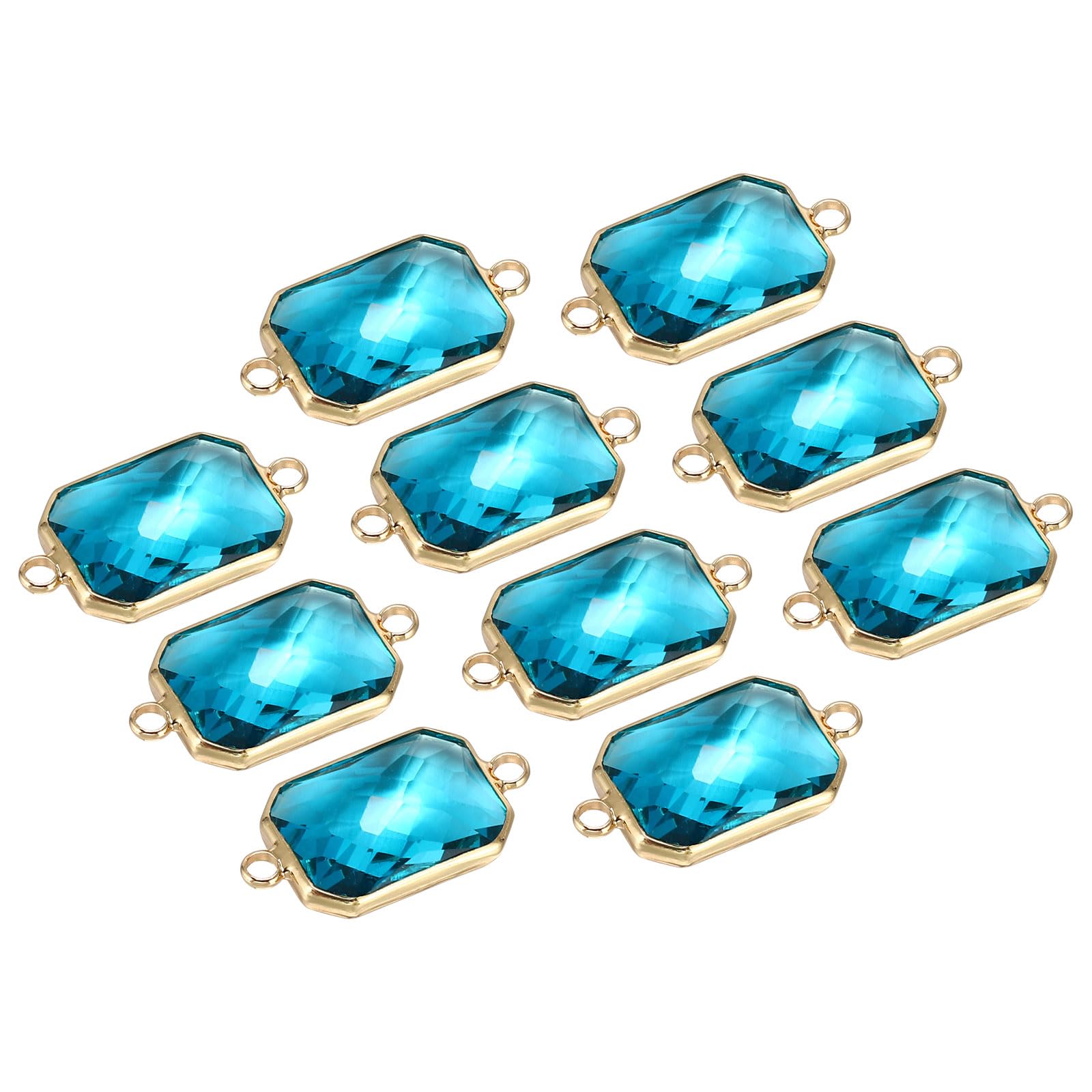 PATIKIL Birthstone Connector Link, 10Pcs Diamond Clear Charm Links, Rectangle Glass Findings Crystal Bead Link for Drop Dangle Pendants, Light Blue — image 1