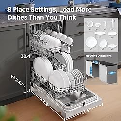 Midea MDF18A1AST Built-in Dishwasher with 8 Place