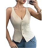 SHENHE Women's Button Up V Neck Vest Casual Business Waistcoat Blazer Vests Tank Top