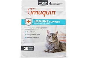 NUTRAMAX LABORATORIES Nutramax Imuquin Immune Health Supplement Powder for Cats, with Beta Glucans, Marine Lipids, Vitamins and Minerals, 30 Packets, Updated Version