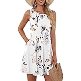 AUSELILY Womens Summer Dresses 2026 Casual Sleeveless Boho Floral Sundresses Beach Swimsuit Coverup with Pockets