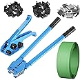 Vteilas Banding Kit - Pallet Packaging Strapping Tool, Tensioner, Sealer - 200 Corner Pieces, 200 Metal Seals, 5/8" x 885' PET Strapping