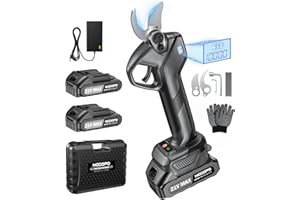 MODOFO Upgraded Electric Pruning Shears, 1.6" Cutting Diameter Cordless Pruner with LCD Display, Brushless Motor, 2×2.0Ah Rechargeable Batteries & Extra Blade for Garden Trees and Branches