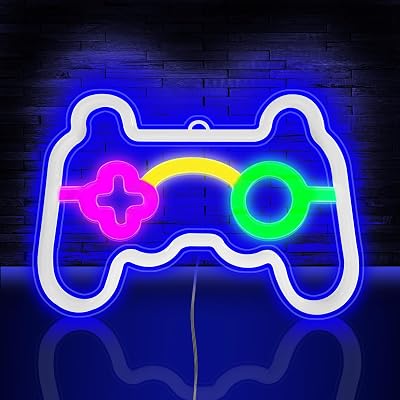 HOTUT Neon Sign Game Neon Light Blue USB Battery Powered 9.7x6.5 in Wall Decor