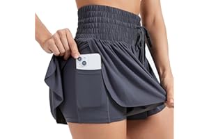 Blaosn Flowy Athletic Shorts for Women Workout Running Gym Yoga High Waist with Pockets Sweat Skorts Casual Summer Clothes