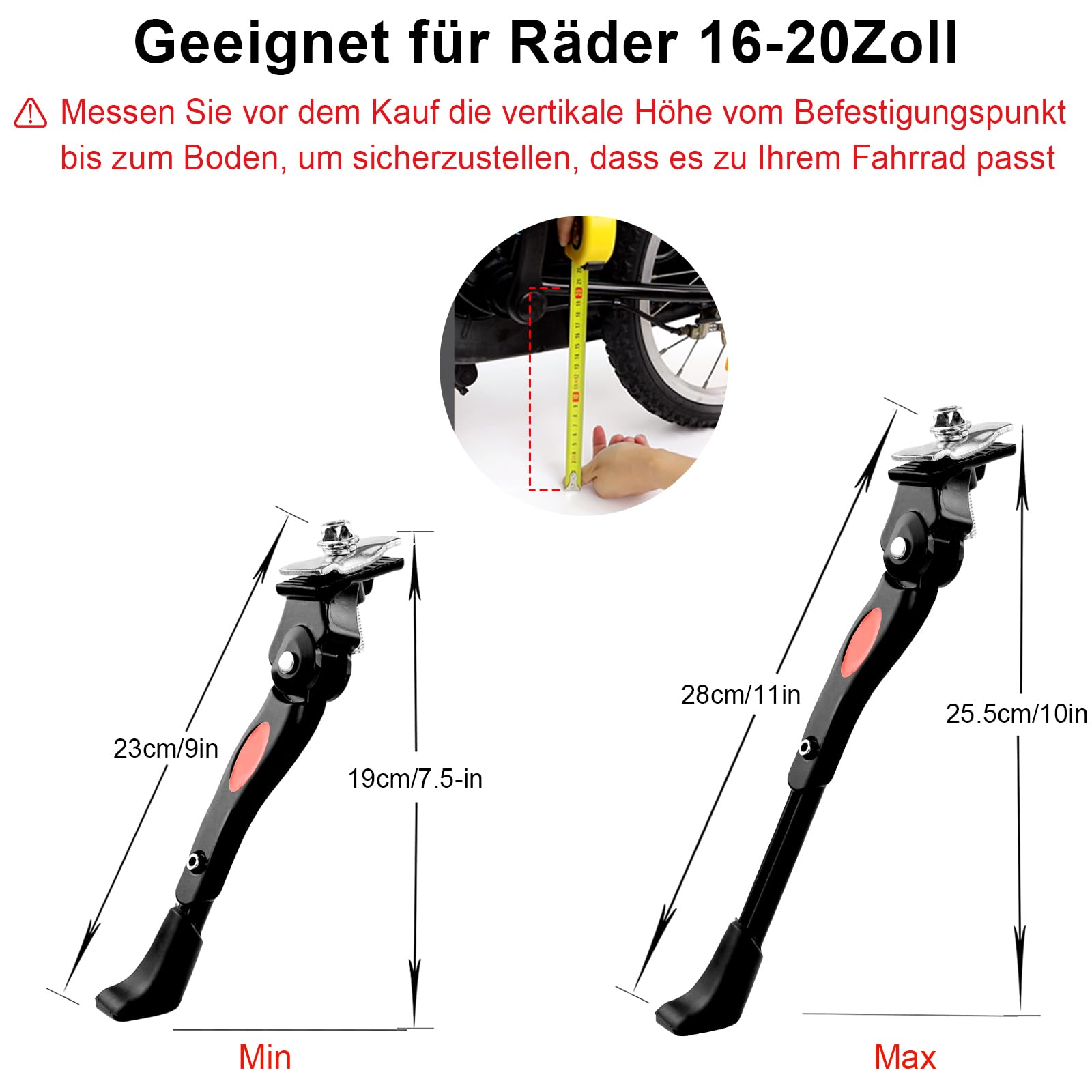 DEWEL Fahrradständer für 16-20 Zoll, Höhenverstellbar 4cm, Aluminiumlegierung Mittelhalterung, Rutschfest丨Stabil, fahrradständer kinderfahrrad für Mountainbike Rennrad Sportfahrrad 2
